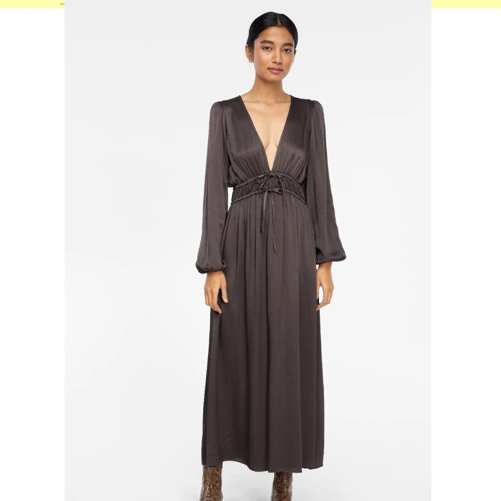 LACAUSA Brown Satin Aurora Dress